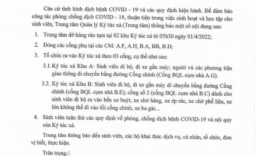 Thông báo về việc đỡ hàng rào tạm và đóng các cổng phụ tại Ký túc xá khu A, B