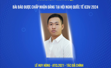 Chúc mừng sinh viên Lê Huy Hùng có bài báo khoa học được chấp nhận đăng tại Hội nghị quốc tế ICDV 2024